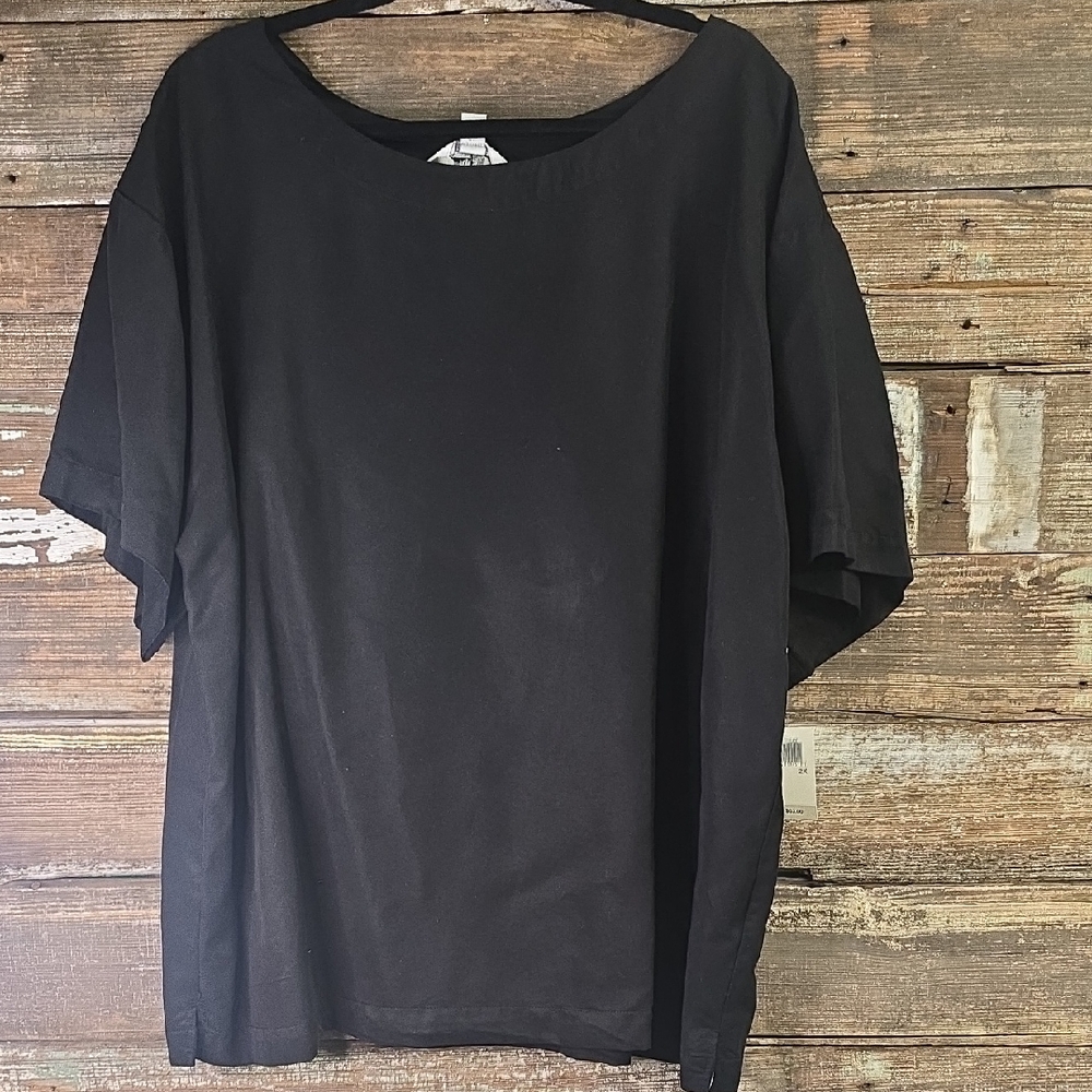 AKS Black Oversized Ladies Blouse With Button Closure, Plus Size 2X, NWT